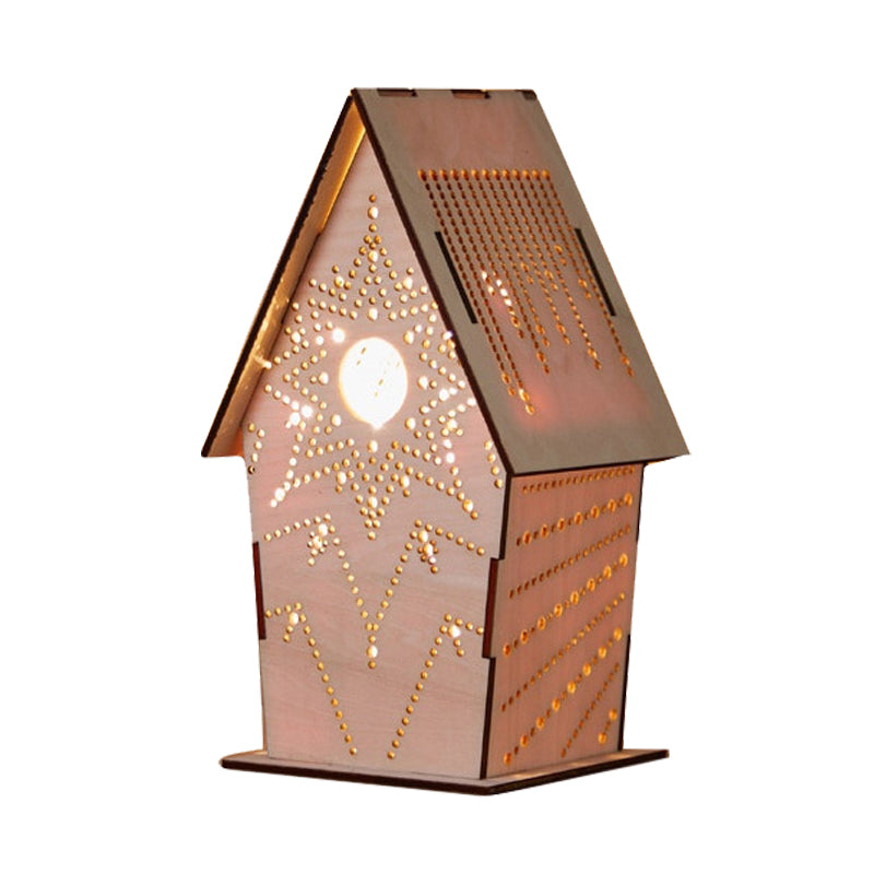 Skørter | Brown Lodge Small Night Light Children Wood USB LED Table Lighting with Cutouts Love Heart/Star/Flower Pattern