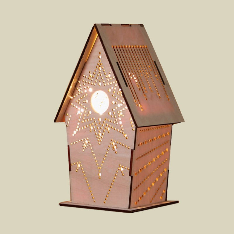 Skørter | Brown Lodge Small Night Light Children Wood USB LED Table Lighting with Cutouts Love Heart/Star/Flower Pattern