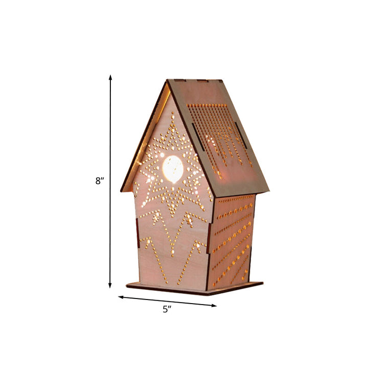 Skørter | Brown Lodge Small Night Light Children Wood USB LED Table Lighting with Cutouts Love Heart/Star/Flower Pattern