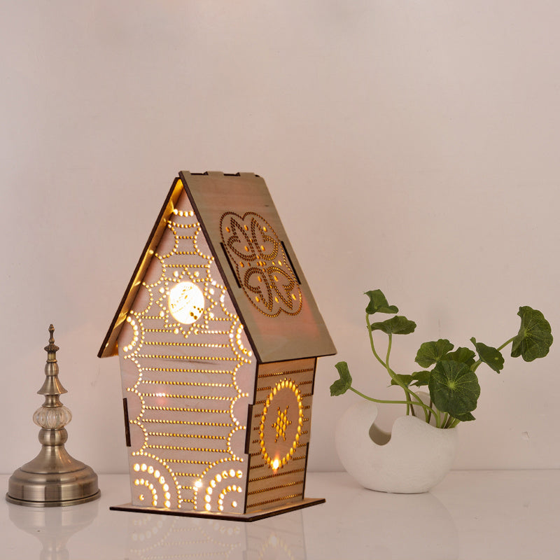 Skørter | Brown Lodge Small Night Light Children Wood USB LED Table Lighting with Cutouts Love Heart/Star/Flower Pattern