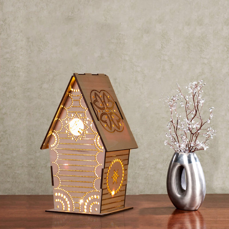 Skørter | Brown Lodge Small Night Light Children Wood USB LED Table Lighting with Cutouts Love Heart/Star/Flower Pattern
