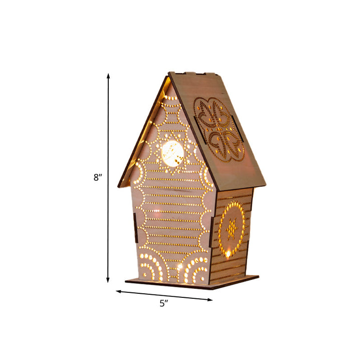 Skørter | Brown Lodge Small Night Light Children Wood USB LED Table Lighting with Cutouts Love Heart/Star/Flower Pattern