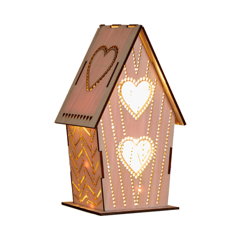 Skørter | Brown Lodge Small Night Light Children Wood USB LED Table Lighting with Cutouts Love Heart/Star/Flower Pattern