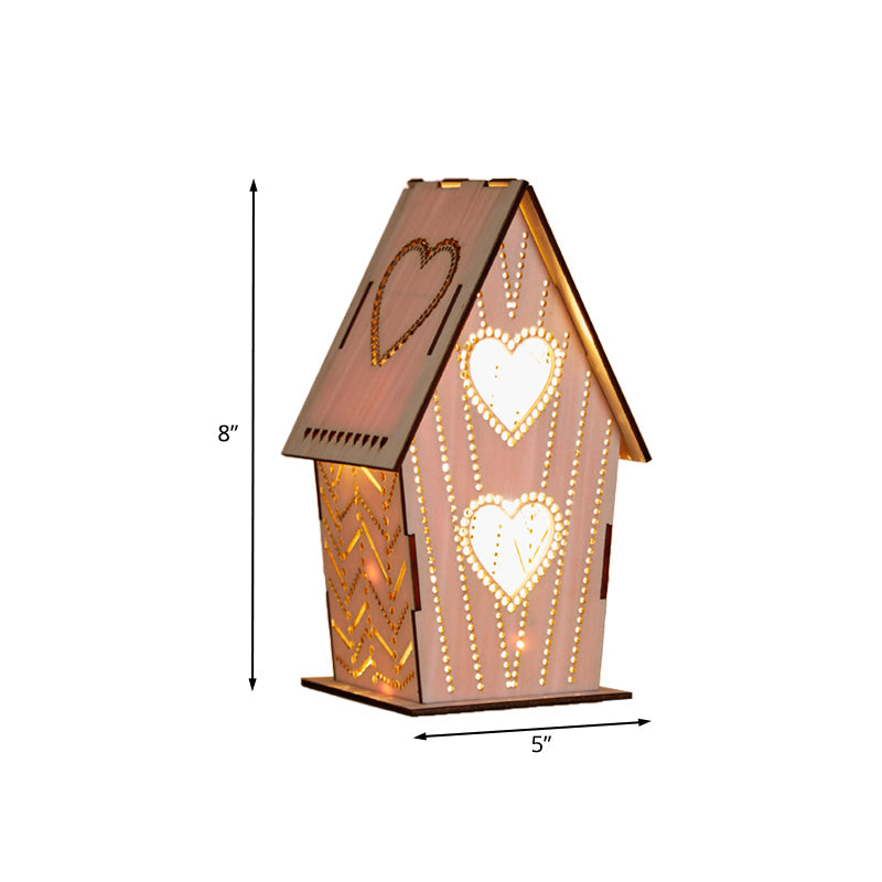 Skørter | Brown Lodge Small Night Light Children Wood USB LED Table Lighting with Cutouts Love Heart/Star/Flower Pattern