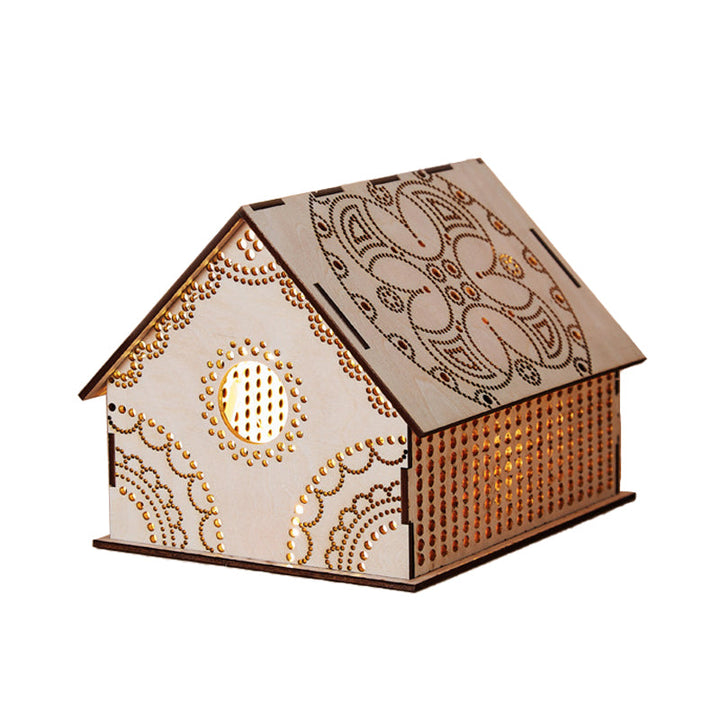 Skørter | Kids Cottage Mini Night Light Wood Bedroom LED Table Lamp in Brown with Sculpted Flower/Star/Love Heart Design