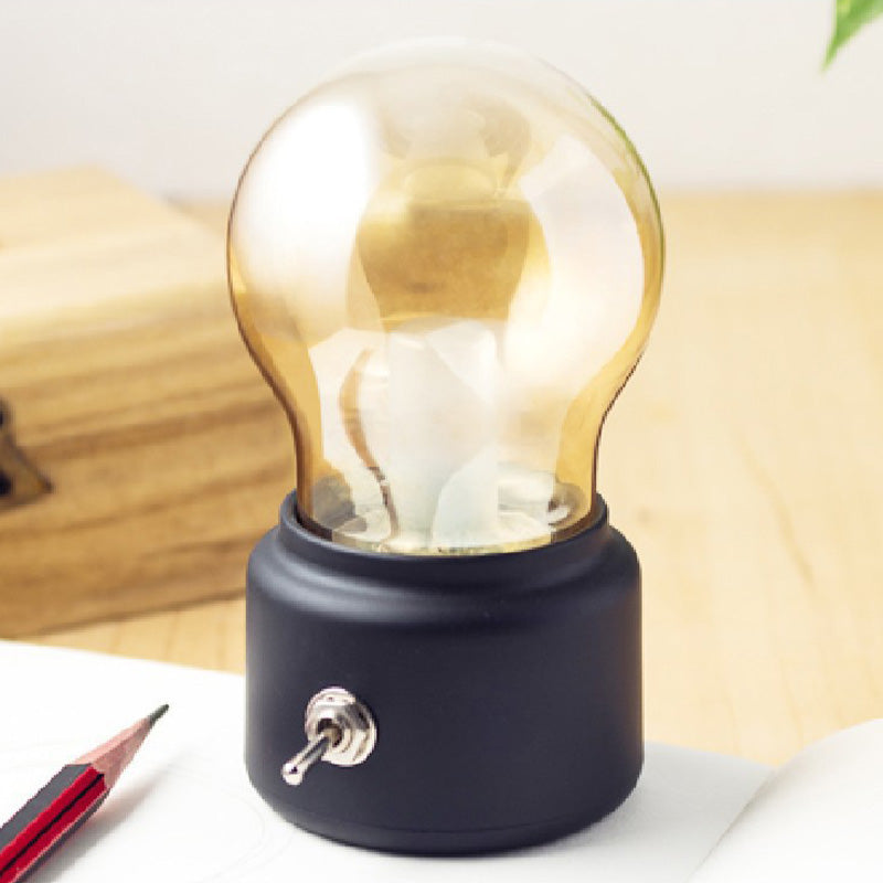 Skørter | Creative Bulb Shade Amber Glass Night Table Lamp LED Bedside Lamp with Black/Gold Base