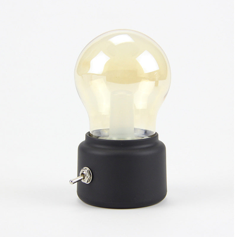 Skørter | Creative Bulb Shade Amber Glass Night Table Lamp LED Bedside Lamp with Black/Gold Base