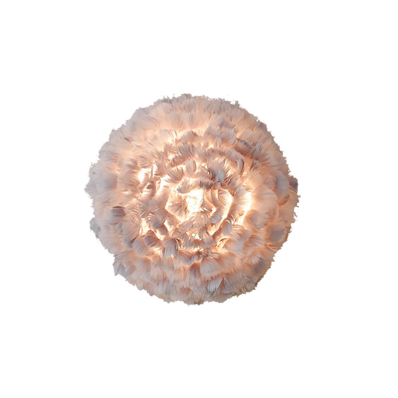 Skørter | Blooming Natural Feather Wall Lamp Modern Stylish 1 Head Gray/White Sconce Lighting for Living Room