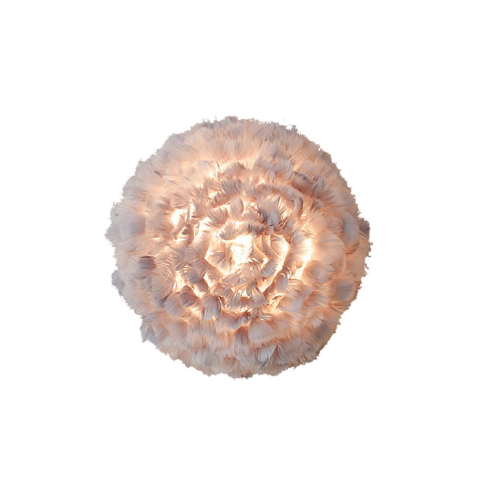 Skørter | Blooming Natural Feather Wall Lamp Modern Stylish 1 Head Gray/White Sconce Lighting for Living Room