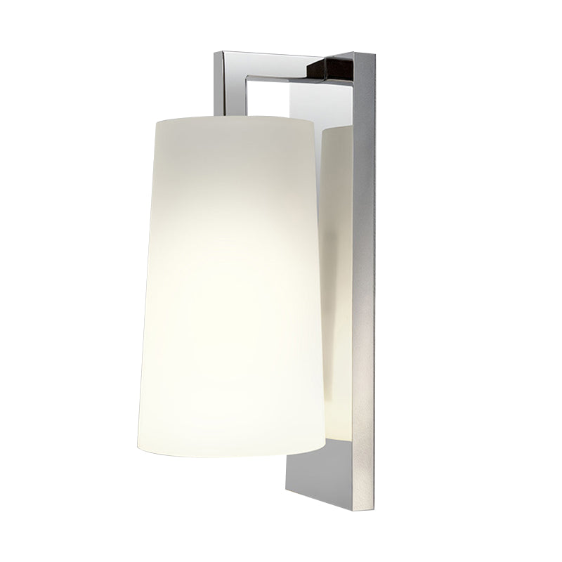 Lisslune | Fabric Tapering Wall Lighting Simplicity 1 Head White Wall Lamp Ideas with Chrome Arm