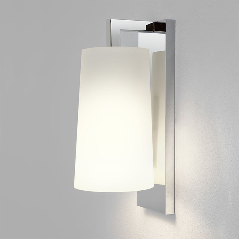 Lisslune | Fabric Tapering Wall Lighting Simplicity 1 Head White Wall Lamp Ideas with Chrome Arm