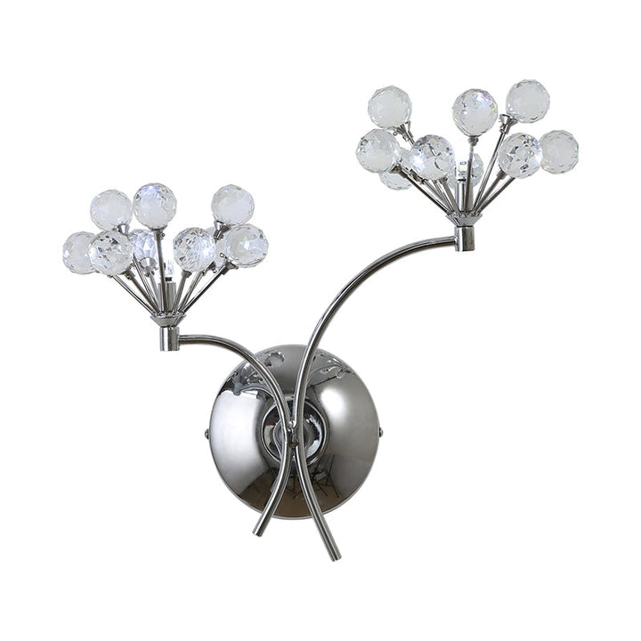Lisslune | Crystal Balls Floral Wall Lighting Modern Style 2 Lights Living Room Wall Lamp Chrome