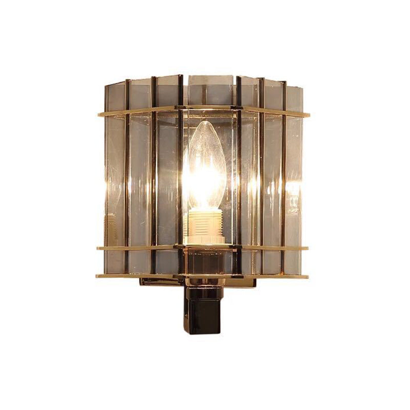 Lisslune | Modern Rectangular Wall Lighting with Smoke Gray Glass 1-Bulb Nightstand Wall Lamp