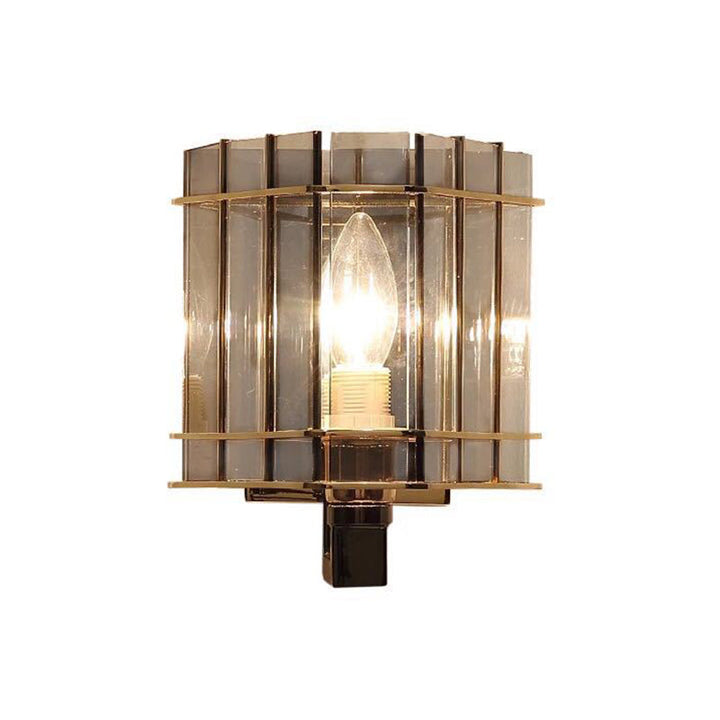 Lisslune | Modern Rectangular Wall Lighting with Smoke Gray Glass 1-Bulb Nightstand Wall Lamp