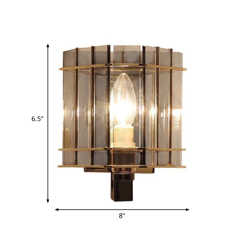 Lisslune | Modern Rectangular Wall Lighting with Smoke Gray Glass 1-Bulb Nightstand Wall Lamp