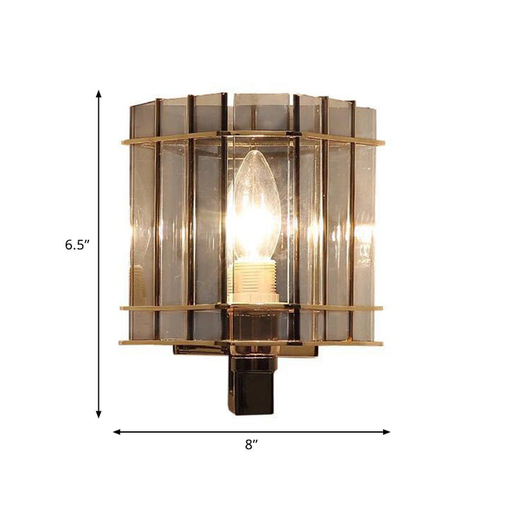 Lisslune | Modern Rectangular Wall Lighting with Smoke Gray Glass 1-Bulb Nightstand Wall Lamp