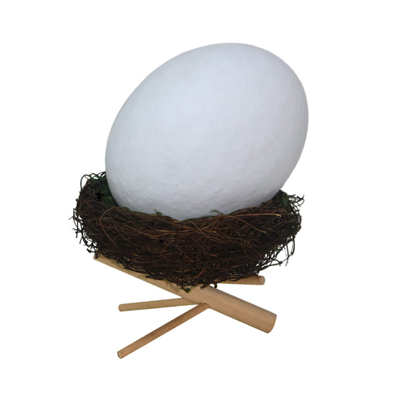 Skørter | Rechargeable White Egg Nightstand Lamp Kids Creative Plastic LED Table Lamp with Wooden Holder and Nest Lamp Holder