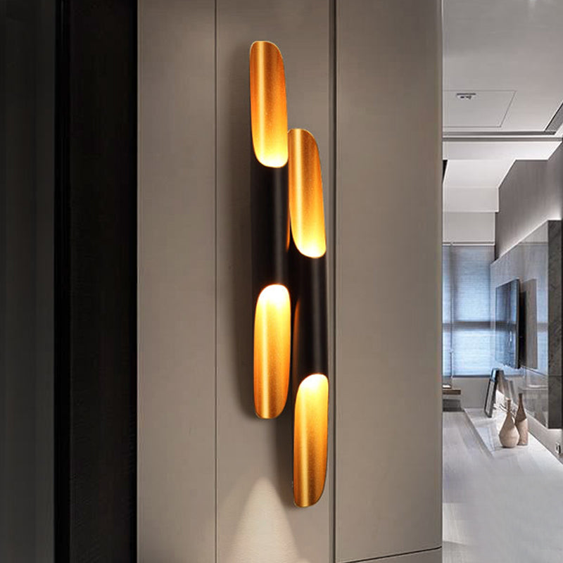 Lisslune | 23.5"/27.5" Width Pipe Wall Light Modern Metallic 1/2-Light Black Wall Lighting for Living Room