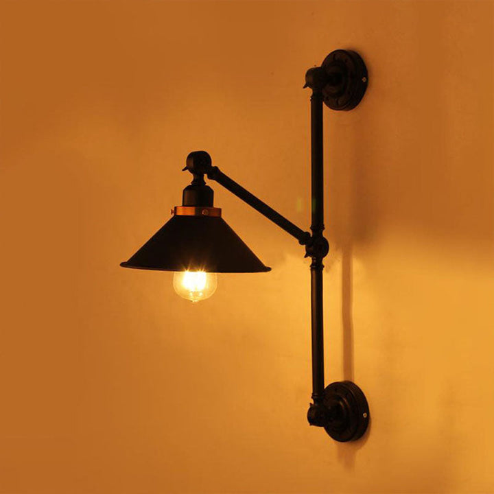 Skørter | Children's Shade Corridor Wall Lamp Industrial Stylish Metal 1 Light Black Adjustable Wall Lighting, 8"/10" Width