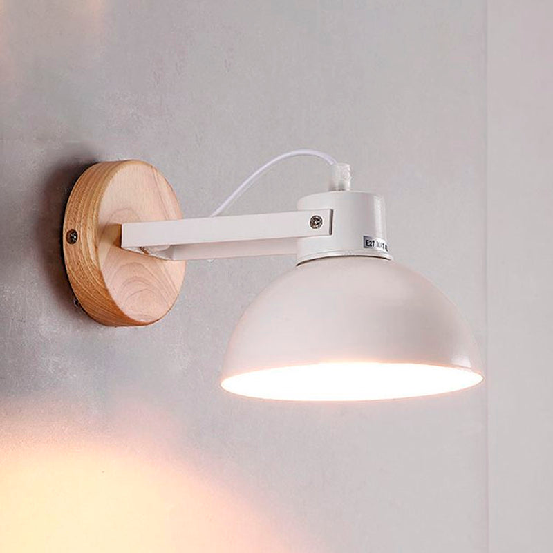 Lisslune | 1 Head Wall Lamp with Dome Shade Metal Modernist Bedroom Wall Mount Light in White