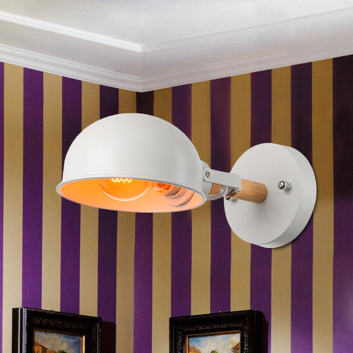 Lisslune | 1 Head Wall Lamp with Dome Shade Metal Modernist Bedroom Wall Mount Light in White