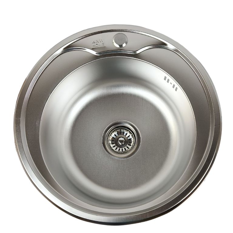 Lisslune | Single Bowl Kitchen Sink Round Micro Len 49 x 16 + Siphon