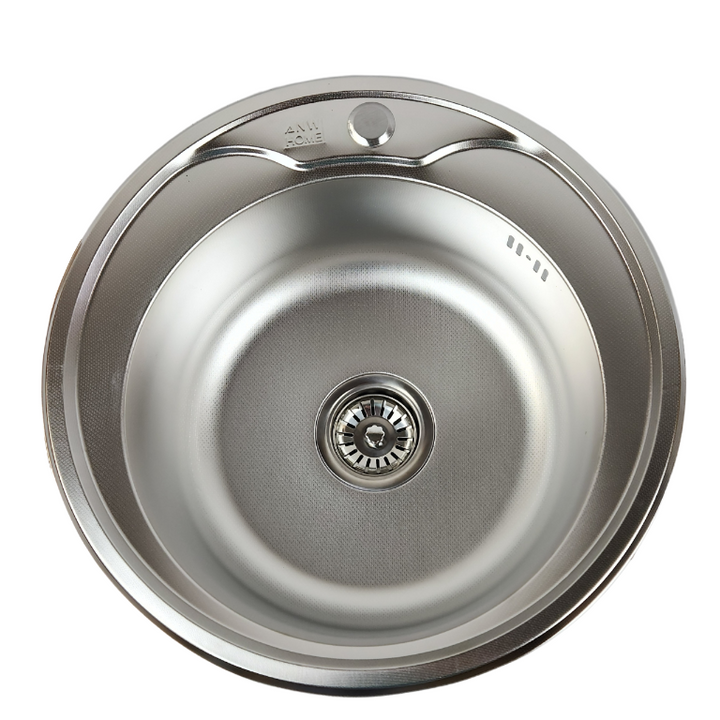 Lisslune | Single Bowl Kitchen Sink Round Micro Len 49 x 16 + Siphon