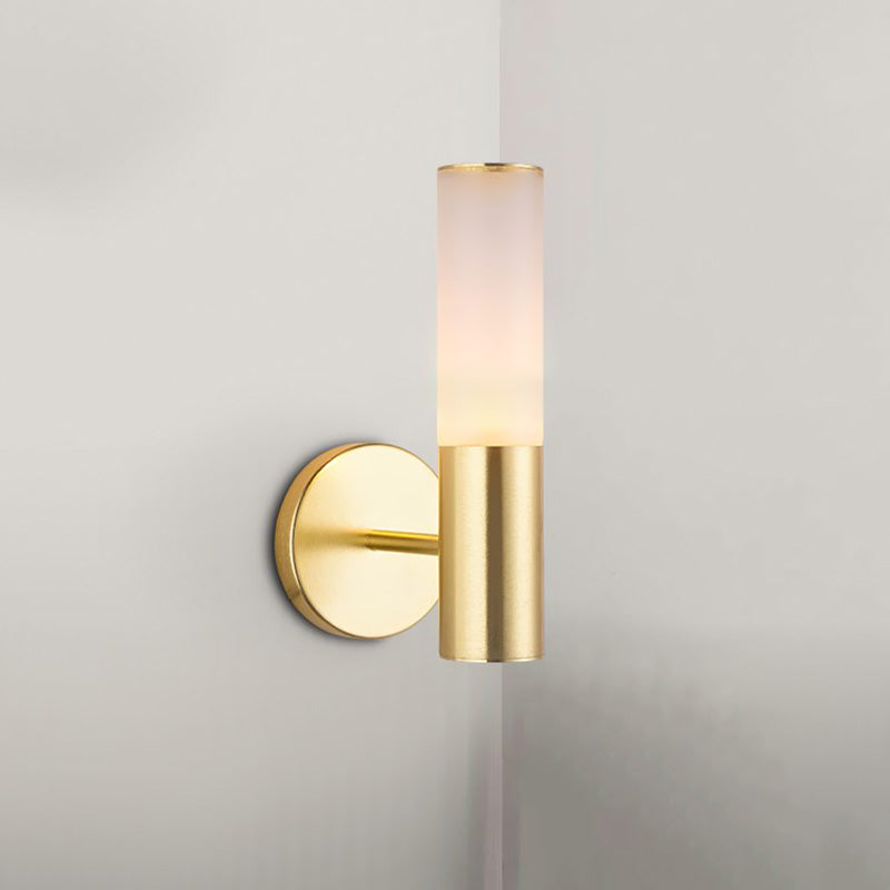 Lisslune | Frosted Glass Tube Reading Wall Lighting Post Modern 1 Light Gold LED Wall Lamp