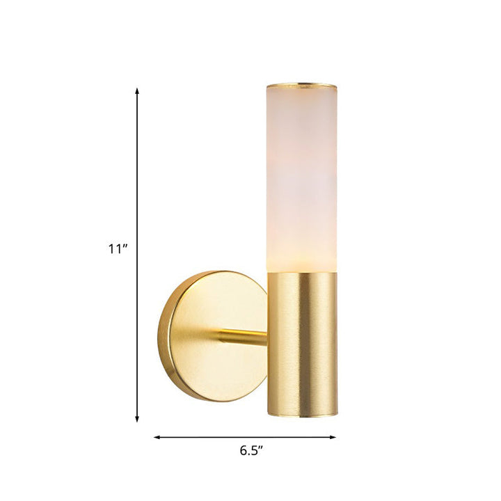 Lisslune | Frosted Glass Tube Reading Wall Lighting Post Modern 1 Light Gold LED Wall Lamp