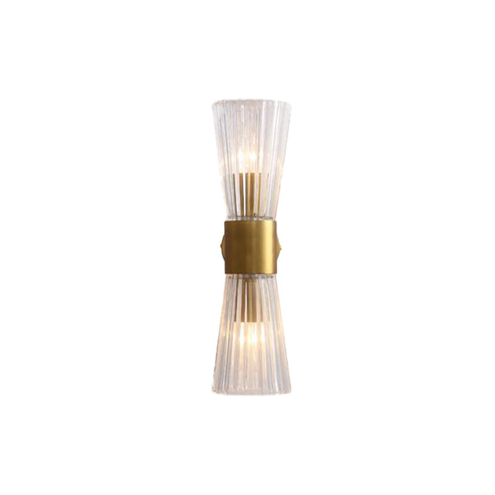 Skørter | Hourglass-shaped Wall Light Postmodern Clear Prism Glass 2 Heads Brass Upward-Downward Wall Light