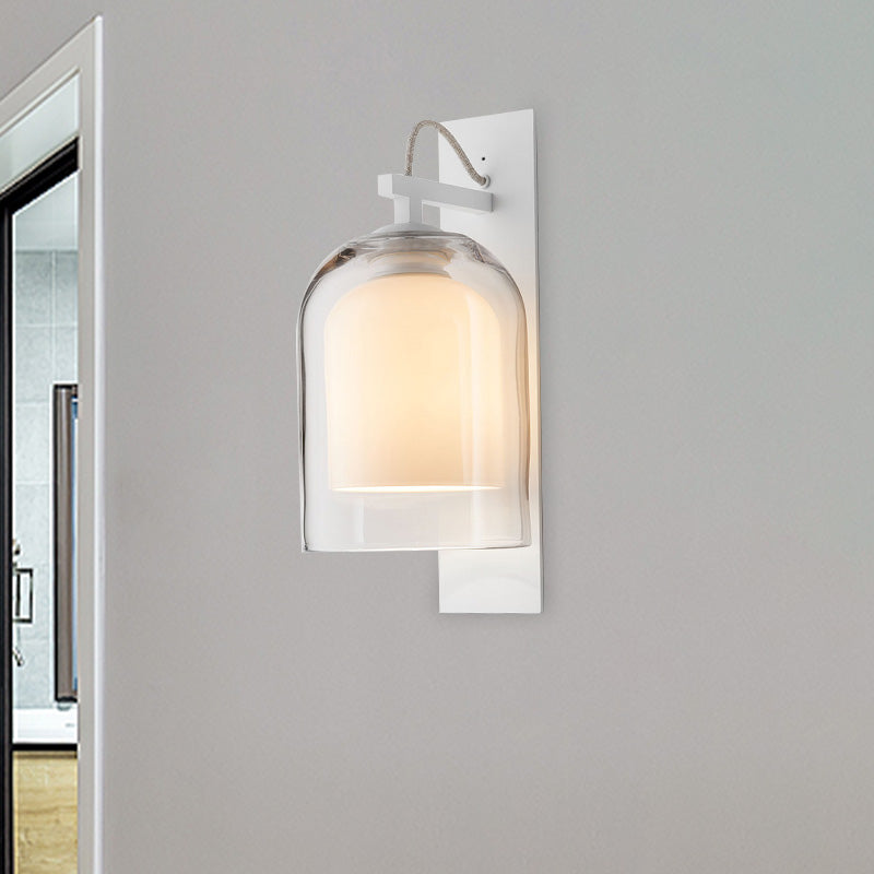 Lisslune | Modernist 1 Head Wall Light Fixture White Bell Wall Mount Lamp with Clear Glass Shade