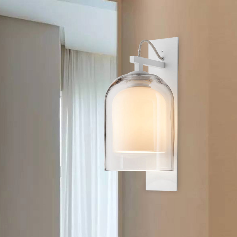 Lisslune | Modernist 1 Head Wall Light Fixture White Bell Wall Mount Lamp with Clear Glass Shade