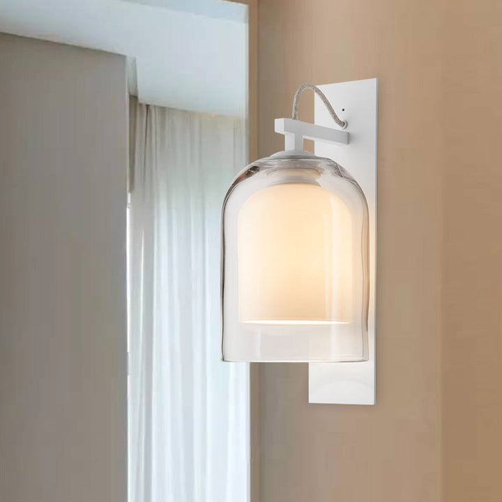 Lisslune | Modernist 1 Head Wall Light Fixture White Bell Wall Mount Lamp with Clear Glass Shade
