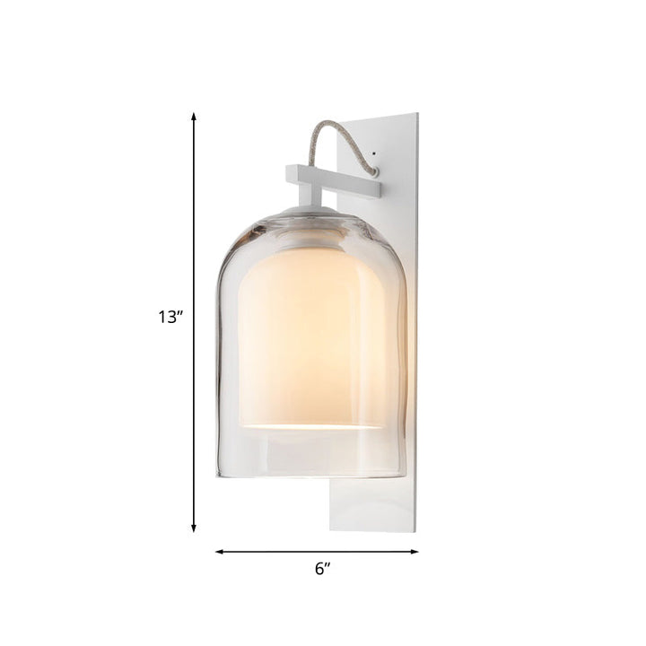 Lisslune | Modernist 1 Head Wall Light Fixture White Bell Wall Mount Lamp with Clear Glass Shade