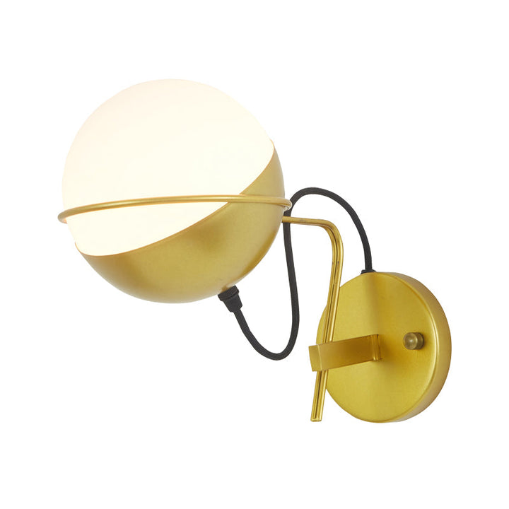 Lisslune | Gold Ball Wall Sconce Lighting Postmodern 1 Light Metallic Wall Lamp Fitting with Loop