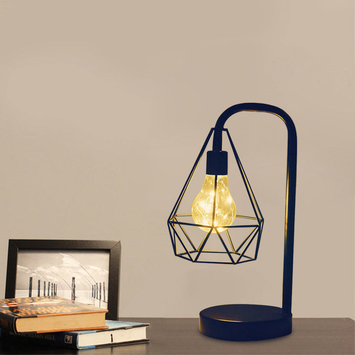 Skørter | Drop/Ball Cage Plug In Table Lamp Modern Style Black LED Nightstand Lighting with Gooseneck Arm