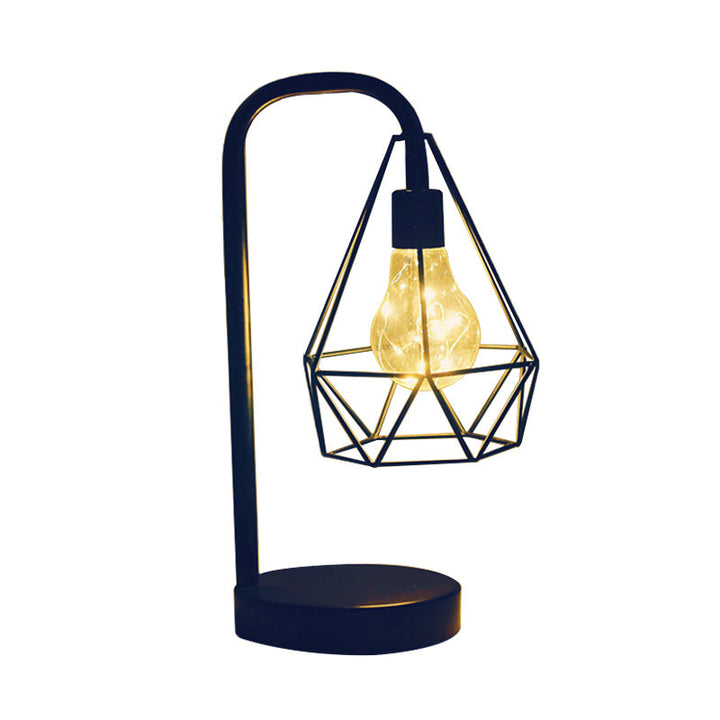 Skørter | Drop/Ball Cage Plug In Table Lamp Modern Style Black LED Nightstand Lighting with Gooseneck Arm