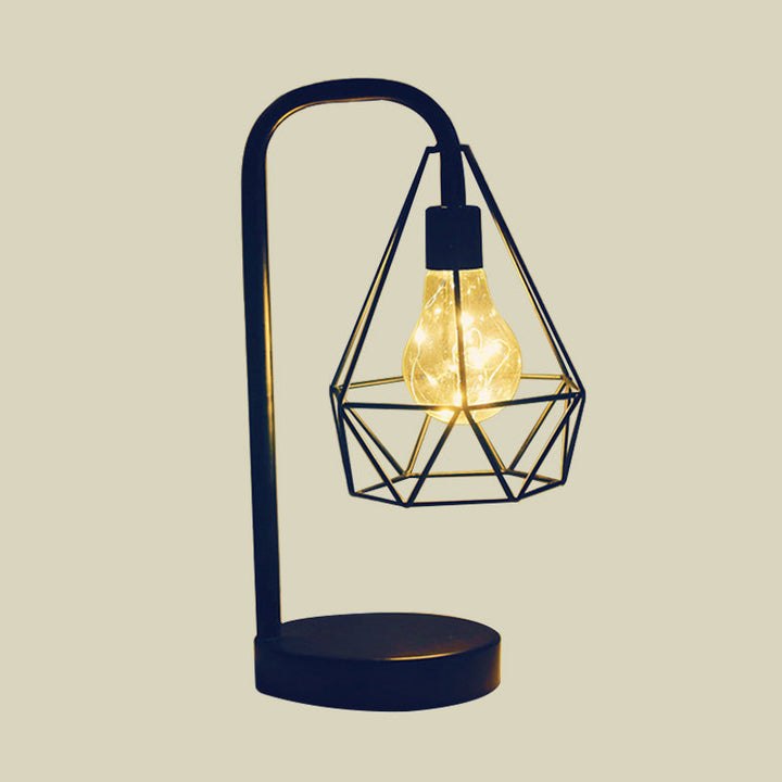 Skørter | Drop/Ball Cage Plug In Table Lamp Modern Style Black LED Nightstand Lighting with Gooseneck Arm
