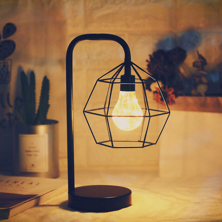 Skørter | Drop/Ball Cage Plug In Table Lamp Modern Style Black LED Nightstand Lighting with Gooseneck Arm