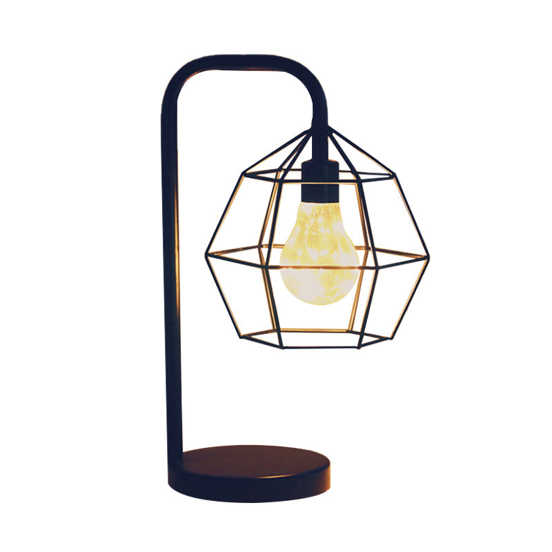 Skørter | Drop/Ball Cage Plug In Table Lamp Modern Style Black LED Nightstand Lighting with Gooseneck Arm