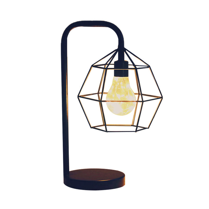 Skørter | Drop/Ball Cage Plug In Table Lamp Modern Style Black LED Nightstand Lighting with Gooseneck Arm