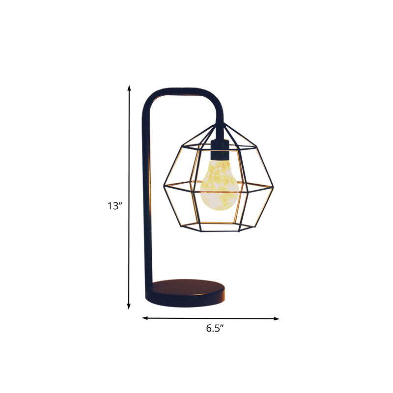 Skørter | Drop/Ball Cage Plug In Table Lamp Modern Style Black LED Nightstand Lighting with Gooseneck Arm