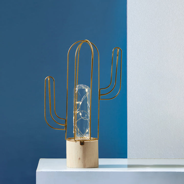 Skørter | Capsule clear glass night light children gold rechargeable LED table lamp with cactus steel cage protection