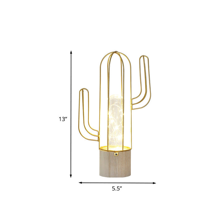 Skørter | Capsule clear glass night light children gold rechargeable LED table lamp with cactus steel cage protection