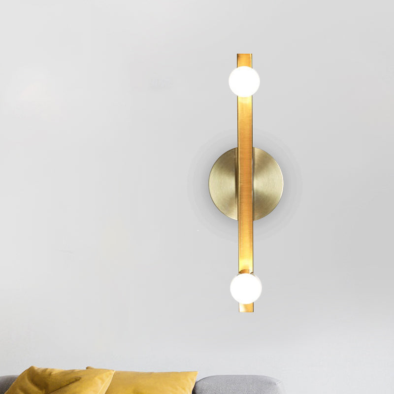 Lisslune | Metallic Linear Wall Lamp Minimalist 2 Bulbs Wall Mounted Light Fixture in Gold