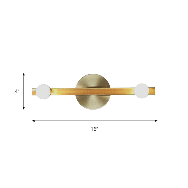 Lisslune | Metallic Linear Wall Lamp Minimalist 2 Bulbs Wall Mounted Light Fixture in Gold