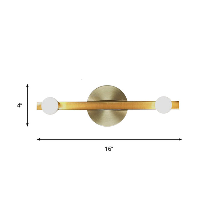 Lisslune | Metallic Linear Wall Lamp Minimalist 2 Bulbs Wall Mounted Light Fixture in Gold