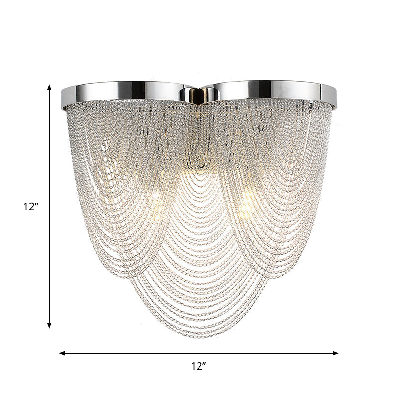 Lisslune | Tassels Living Room Wall Light Metal 2-Light Modern LED Wall Lamp Light in Silver