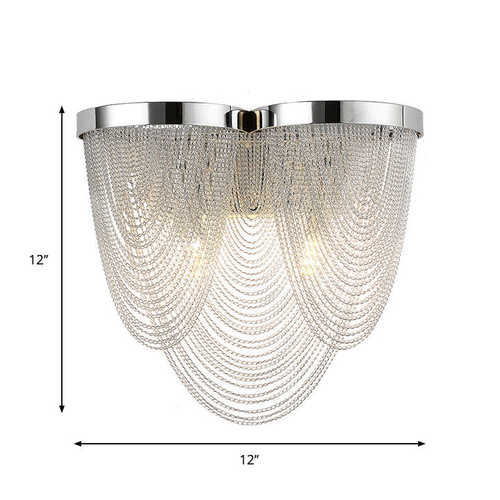 Lisslune | Tassels Living Room Wall Light Metal 2-Light Modern LED Wall Lamp Light in Silver