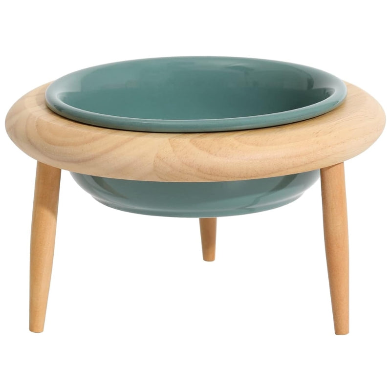 Lisslune | Misha Ceramic Elevated Cat Bowl with Wooden Stand